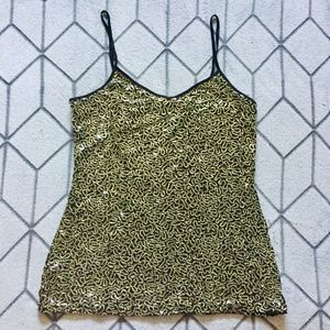 Express Black with Gold Sequins Tank Top